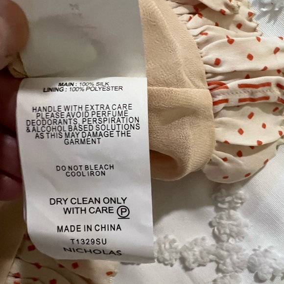 Nicholas cream and red striped ruffle silk button-down blouse - Picture 9 of 10